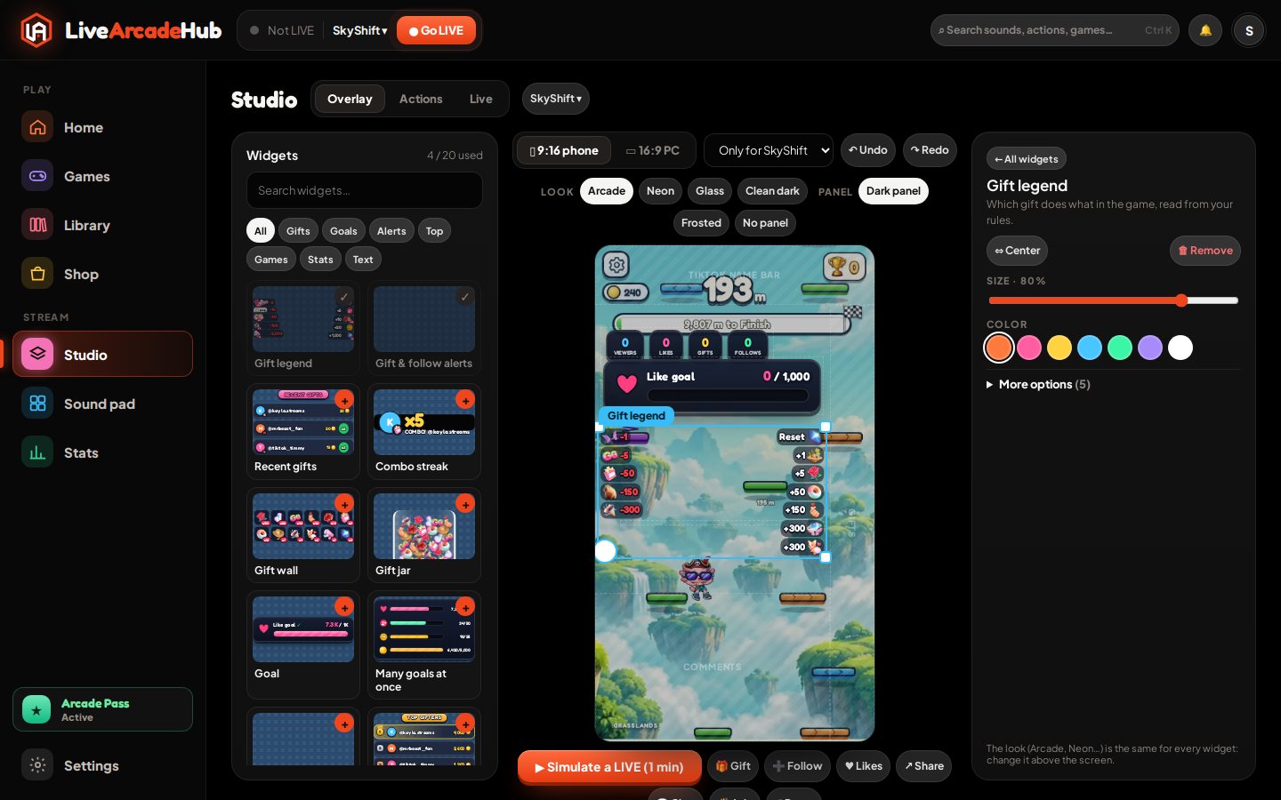 The overlay editor with the real game behind the widgets.